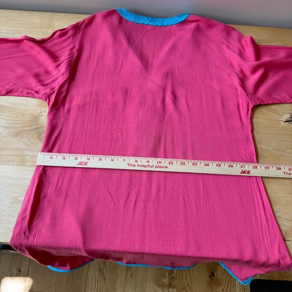 MADELINE WEINRIB TUNIC TOP V NECK LONG SLEEVE ETHNIC INSPIRED BOHEMIAN ELEGANT M - Picture 8 of 11